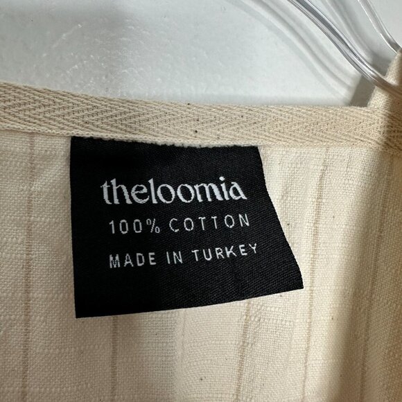 The Loomia Silvia Kimono Poncho Cover-Up OS Cream Black Fringe Beach - Picture 6 of 9